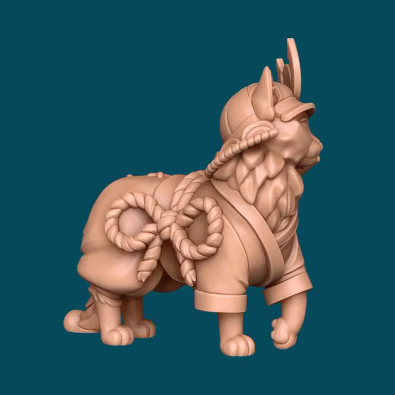Kotatsu, Samurai Cat Miniature | D&D Cat Warrior Companion | 16K Resin Tabletop RPG