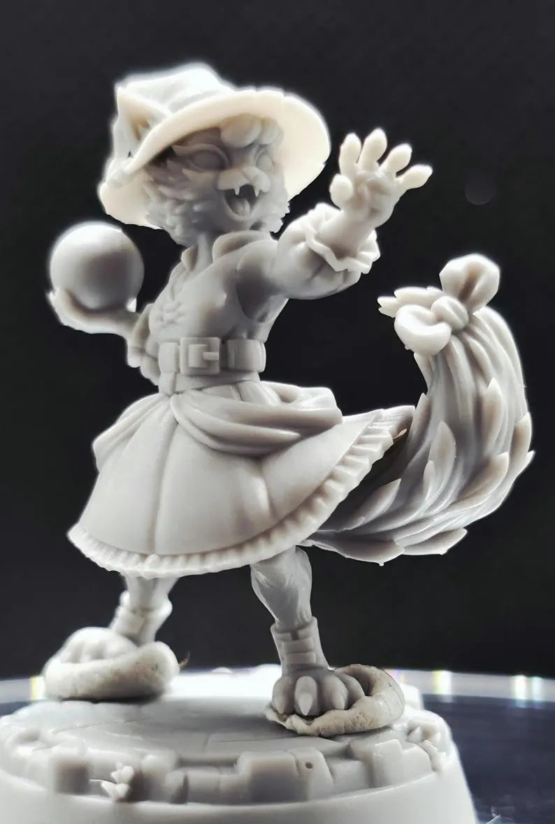 Catfolk Defenders | Tabaxi Barbarian Rogue Witch D&D Minis | Heroic 32mm Scale