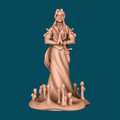 Ink, a priestess of the deep miniature for D&D and tabletop RPGs, printed in 16K resin at heroic 32mm scale, depicting an aquatic priestess in prayer with beaded necklaces and a tentacle-covered ocean base
