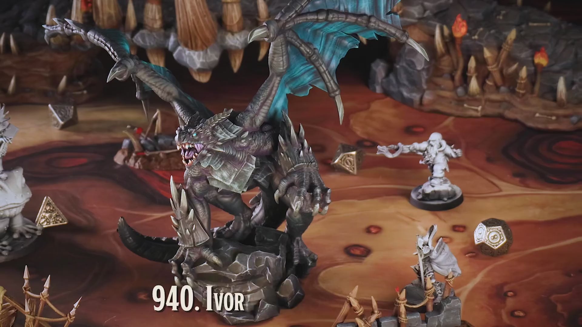 Ivoran the Obsidian Dragon Miniature | Boss Monster D&D Pathfinder Tabletop RPG | 16K Resin