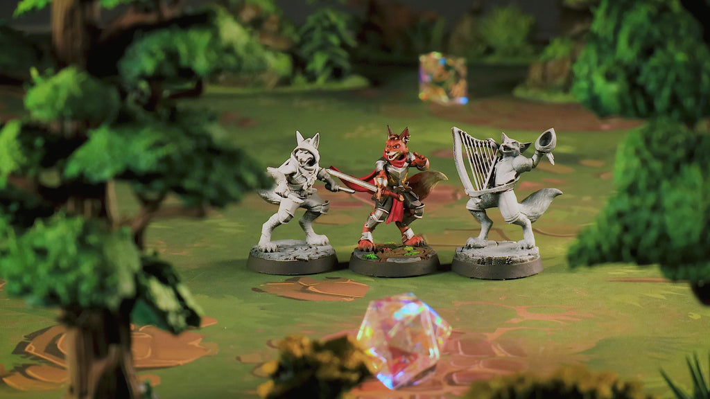Foxfolk Defenders | Kitsune Bard Rogue Paladin D&D Minis | Heroic 32mm Scale