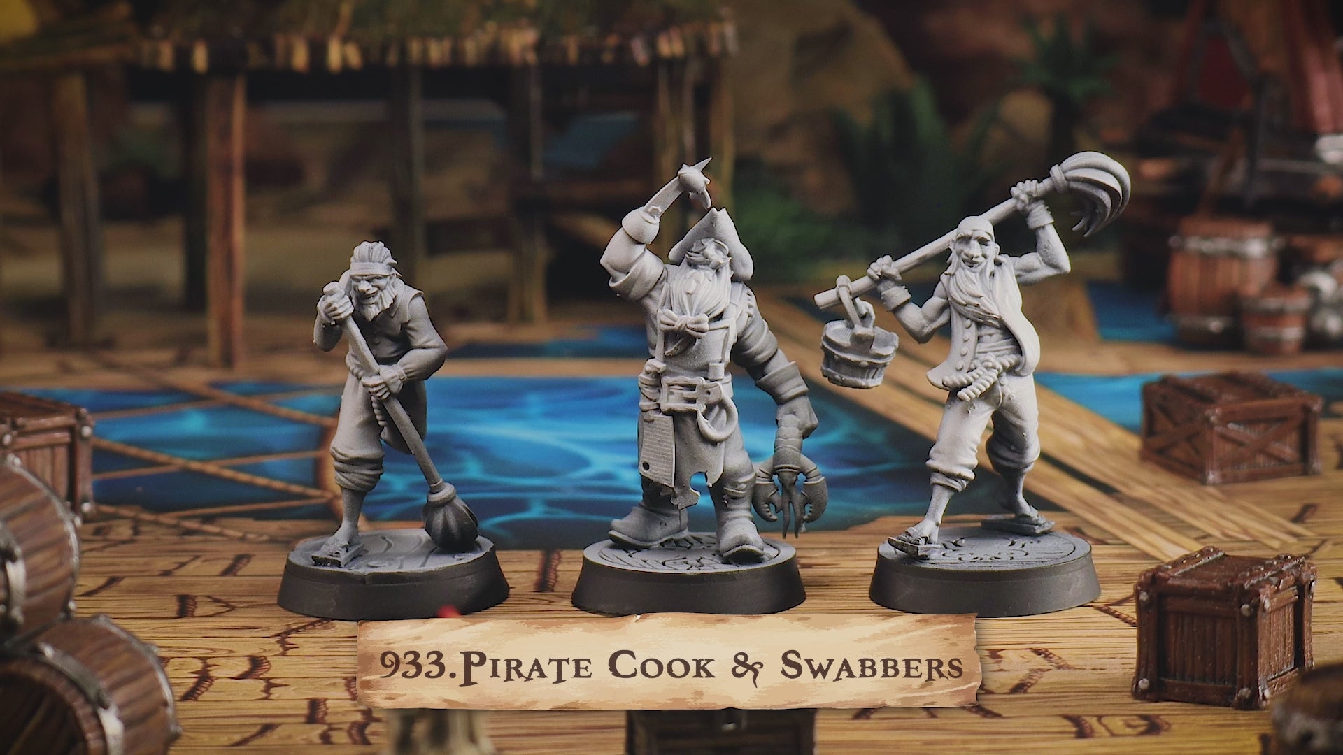 Pirate Cook and Swabber Miniatures | Ship Crew NPCs D&D Pathfinder Tabletop RPG | 16K Resin Heroic 32mm Scale