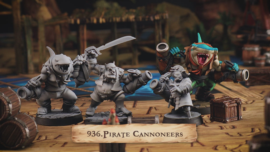 Pirate Cannoneer Miniatures | Ship Artillery D&D Pathfinder Tabletop RPG | 16K Resin Heroic 32mm Scale