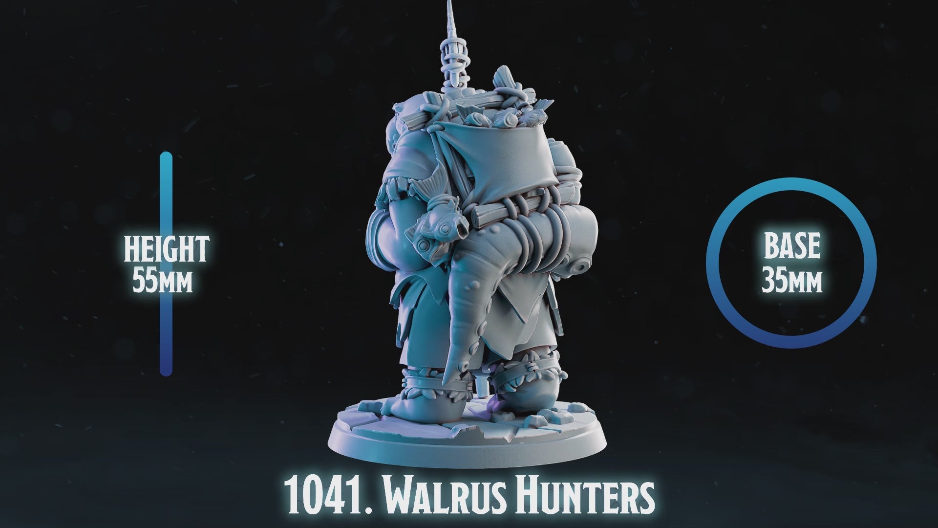 Walrus Hunter Miniatures | Arctic Beast Folk D&D Pathfinder Tabletop RPG | 16K Resin Heroic 32mm Scale