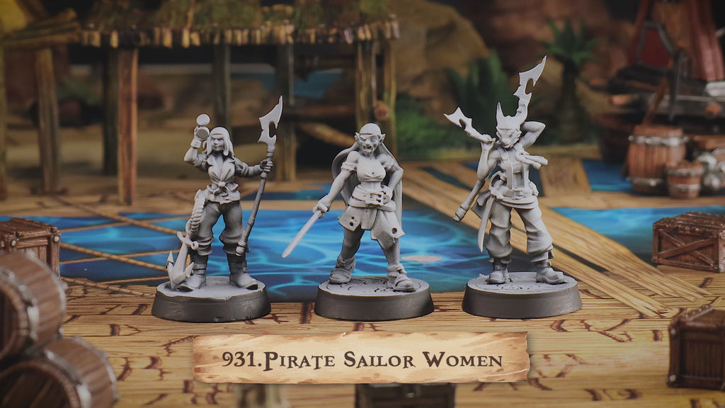Pirate Sailor Women Miniatures | Swashbuckler Fighter D&D Pathfinder Tabletop RPG | 16K Resin Heroic 32mm Scale