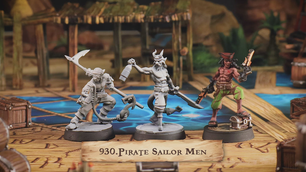 Pirate Sailor Men Miniatures | Swashbuckler Fighter D&D Pathfinder Tabletop RPG | 16K Resin Heroic 32mm Scale