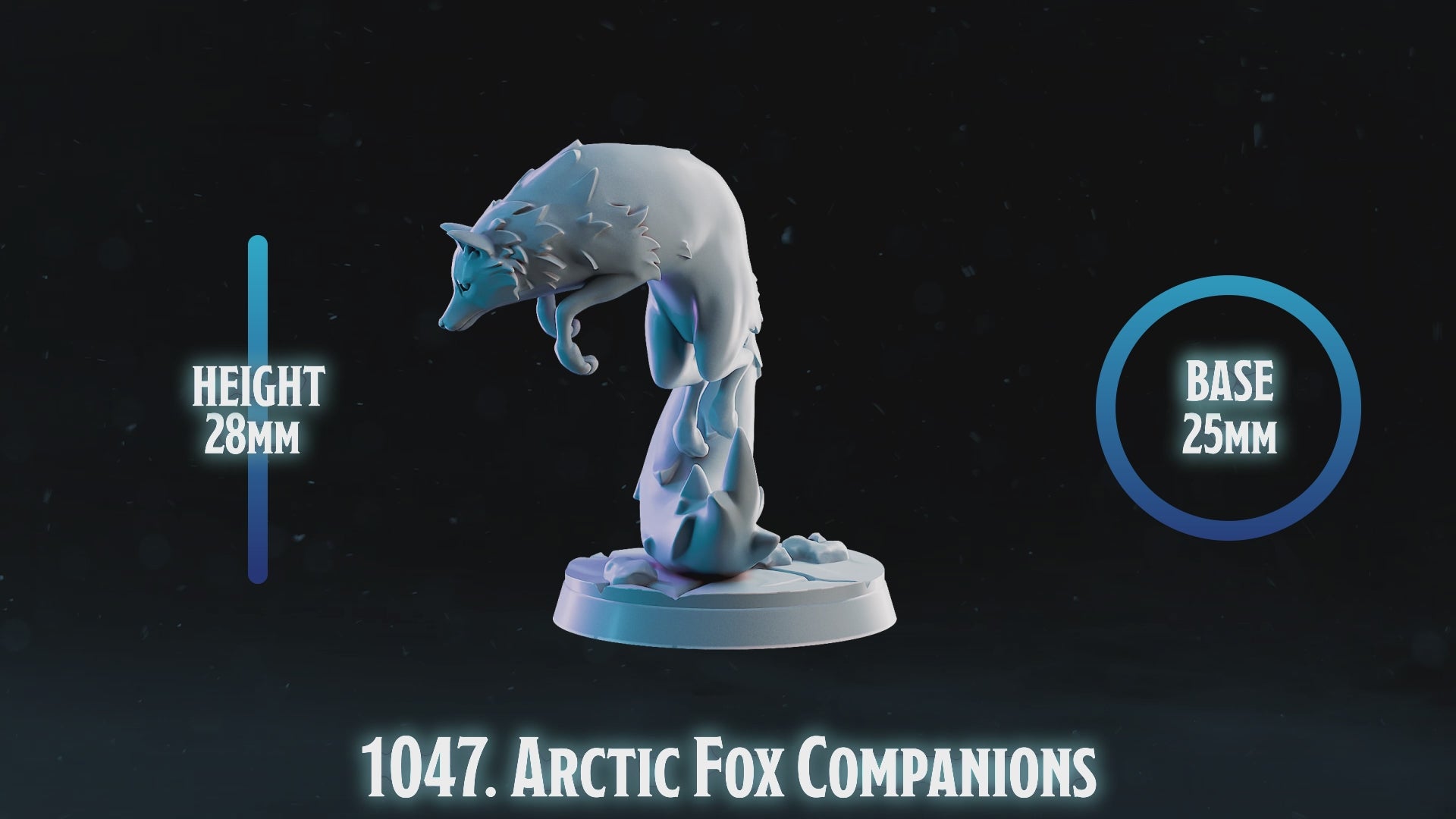 Arctic Fox Companion Miniatures | Animal Familiar D&D Pathfinder Tabletop RPG | 16K Resin Heroic 32mm Scale