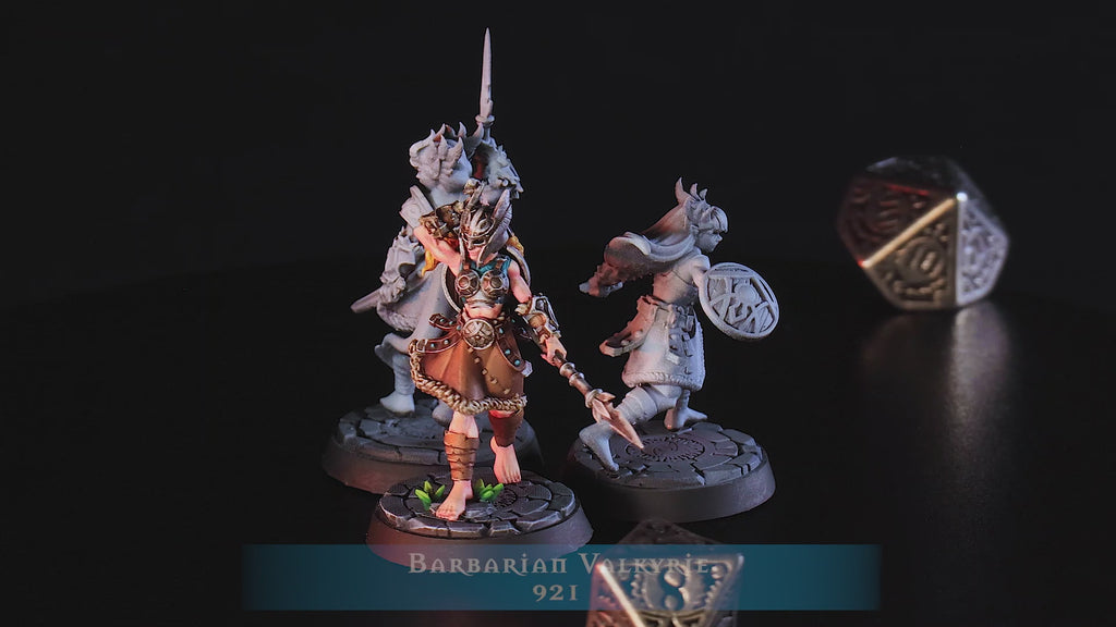 Barbarian Valkyrie Miniatures | Norse Fighter D&D Pathfinder Tabletop RPG | 16K Resin Heroic 32mm Scale