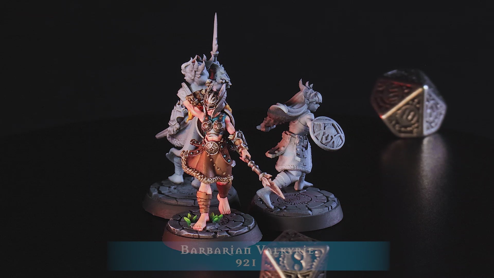 Barbarian Valkyrie Miniatures | Norse Fighter D&D Pathfinder Tabletop RPG | 16K Resin Heroic 32mm Scale