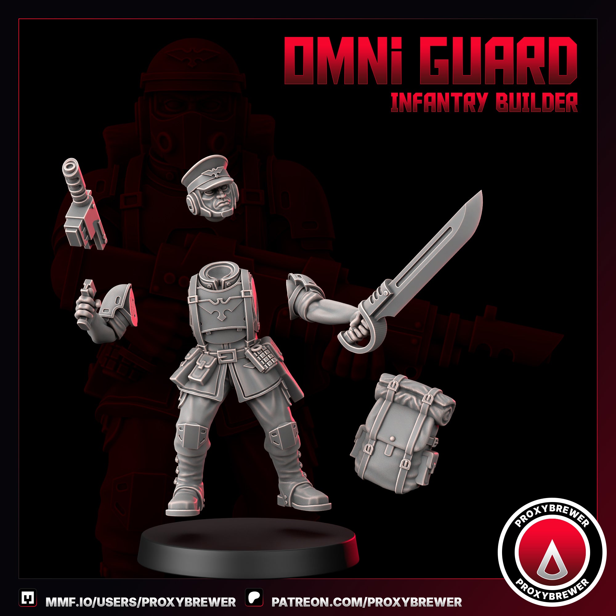Omni Guard Infantry Kit By Proxy Brewer | Sci-Fi Guardsmen Miniatures | For Tabletop Wargaming | Comes  With Bases | Grimdark