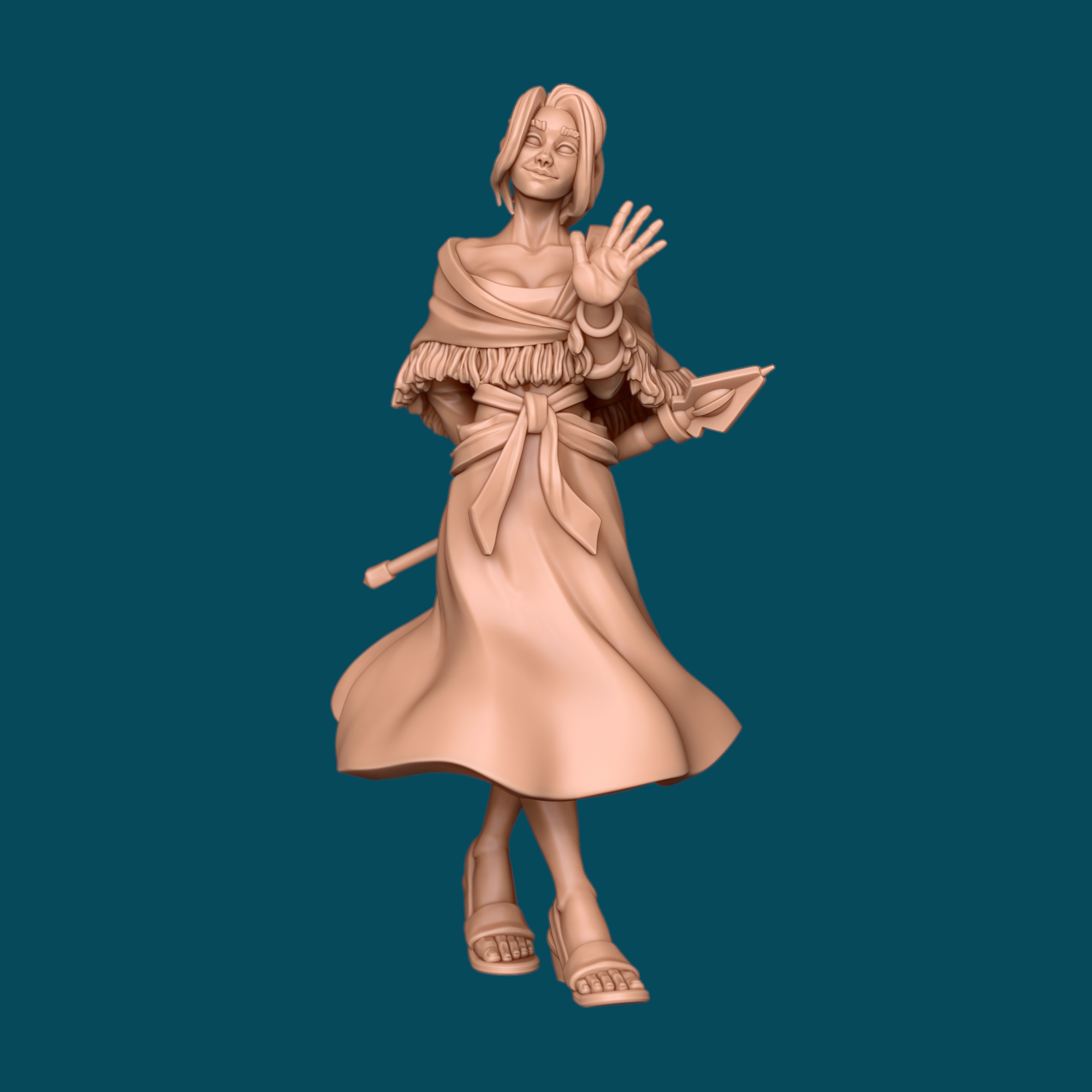 Valeria, a graceful cleric alternate pose miniature for D&D and tabletop RPGs. Printed in stunning 16K resolution ABS-Like resin at heroic 32mm scale. Ready to paint.
